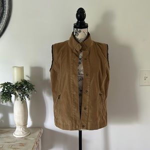 JM Collection Corduroy Vest with Faux Fur Collar